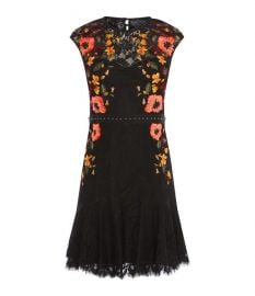 EMBROIDERED LACE PEPLUM DRESS at Karen Millen